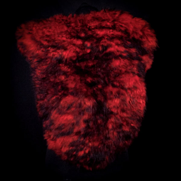 Black-tipped Red Sheepskin Mantle - Dragon Buckle