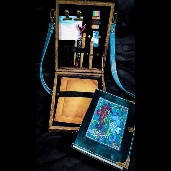 Seahorse Messenger Box Bag with Notebook and Stationary