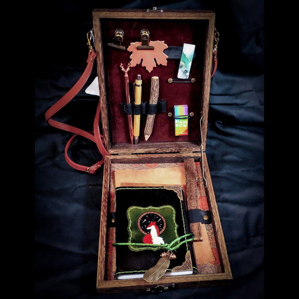 Fox Messenger Box Bag with Notebook and Stationary