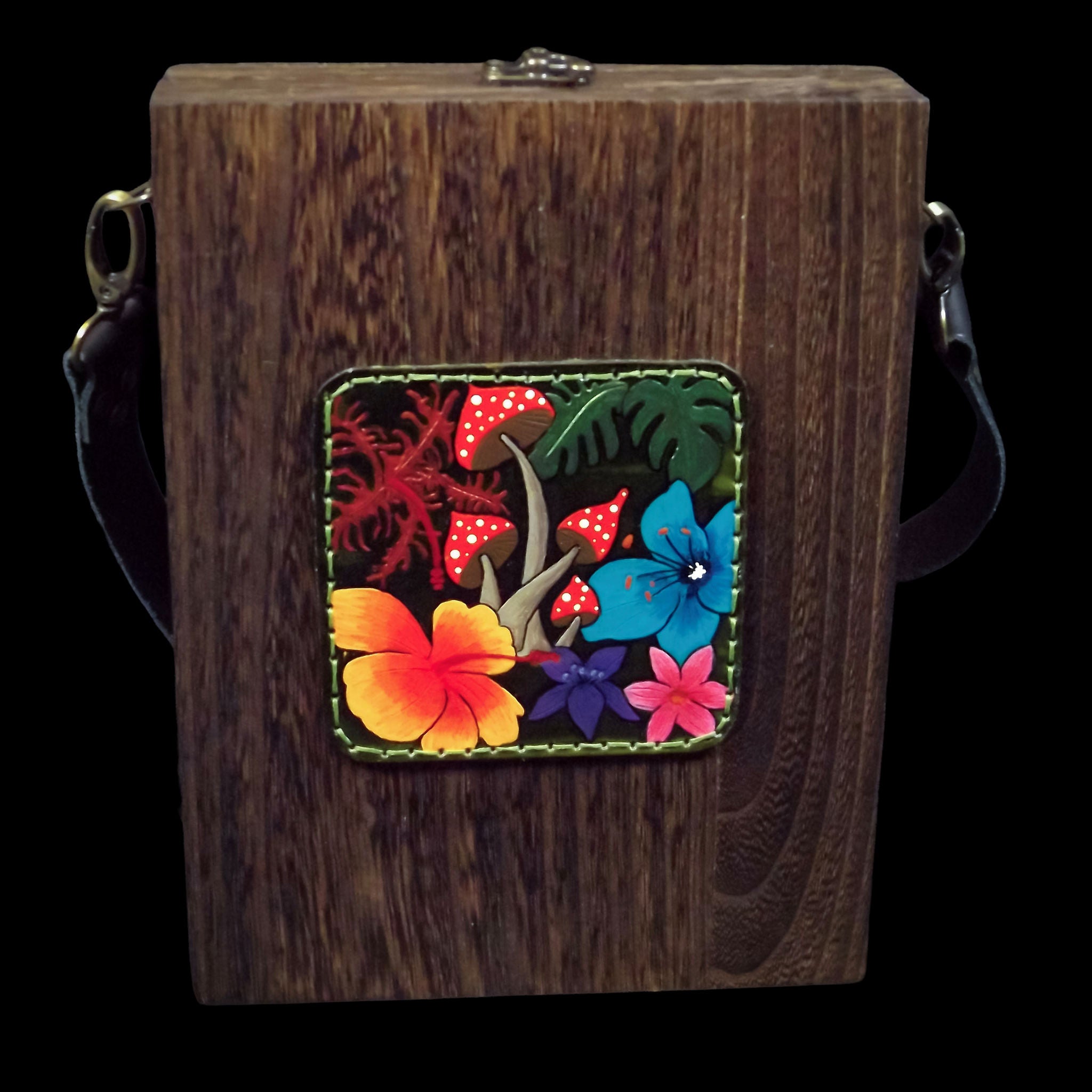 Mushroom Flowers Messenger Box Bag with Notebook and Stationary
