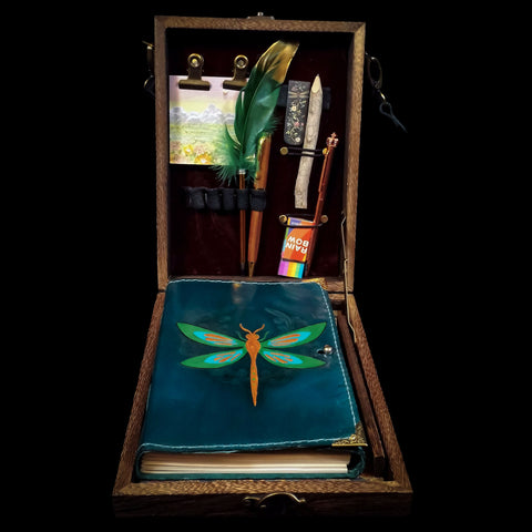 Dragonfly Messenger Box Bag with Notebook and Stationary