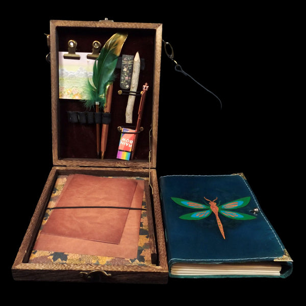 Dragonfly Messenger Box Bag with Notebook and Stationary