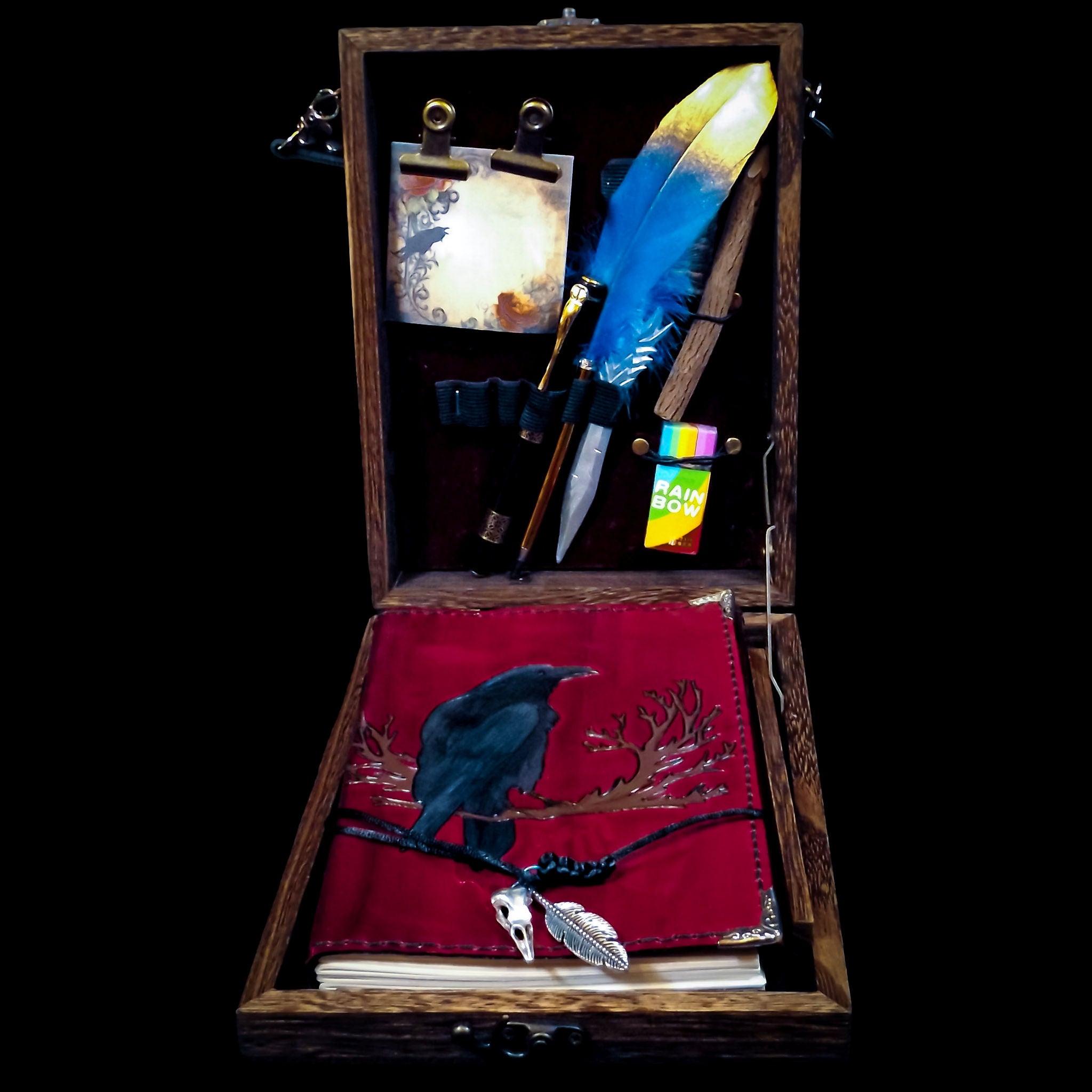 Crow Messenger Box Bag with Notebook and Stationary