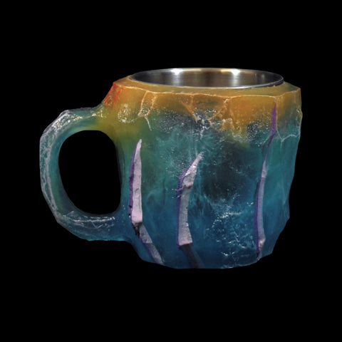 Rock Crystal Effect Small Stainless Steel & Resin Cup - Blue