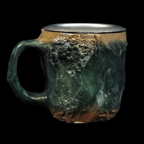 Rock Crystal Effect Small Stainless Steel & Resin Cup - Dark Green