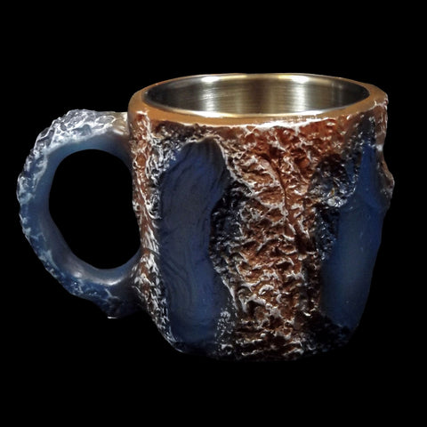 Rock Crystal Effect Small Stainless Steel & Resin Cup - Blue/Brown