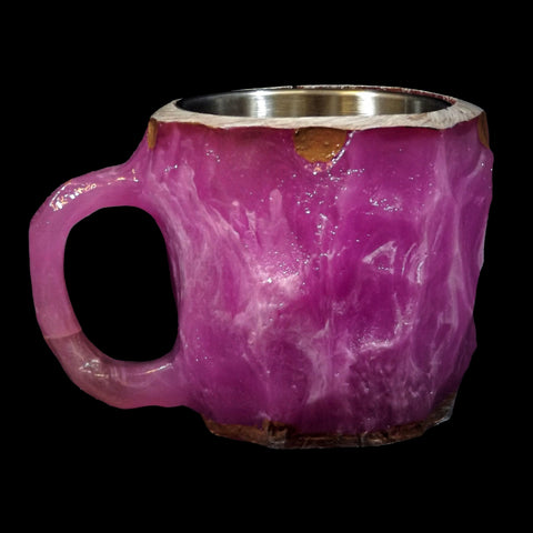 Rock Crystal Effect Small Stainless Steel & Resin Cup - Magenta