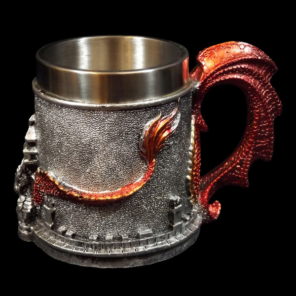 Red Dragon Stainless Steel & Resin Tankard