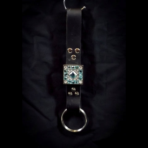 Double Ring Leather Skirt Hitch - Sparkly Aqua Decoration