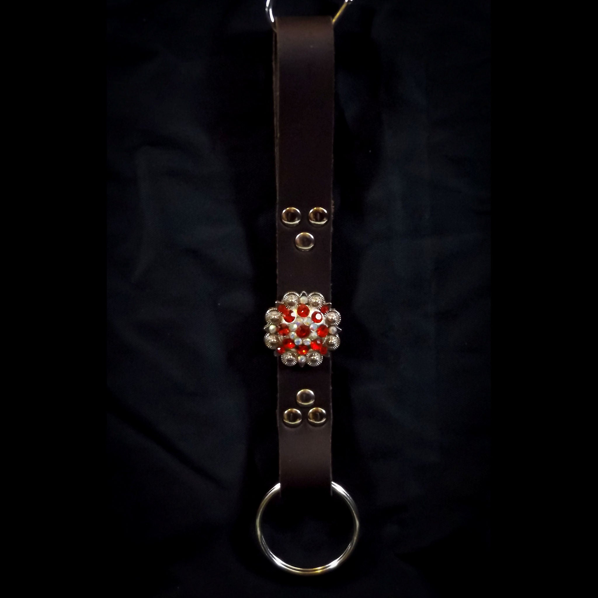 Double Ring Leather Skirt Hitch - Sparkly Red Decoration