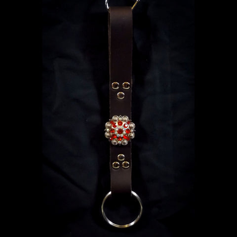 Double Ring Leather Skirt Hitch - Sparkly Red Decoration