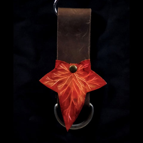 Double Ring Leather Skirt Hitch - Autumn Leaf Decoration