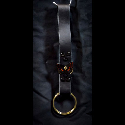 Double Ring Leather Skirt Hitch -Black Butterfly Decoration