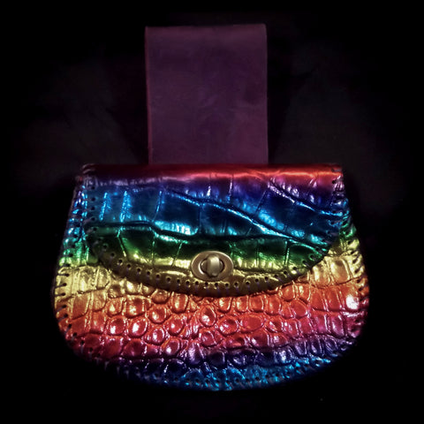 Small Belt Pouch 16.5*12cm -Rainbow Foil Leather