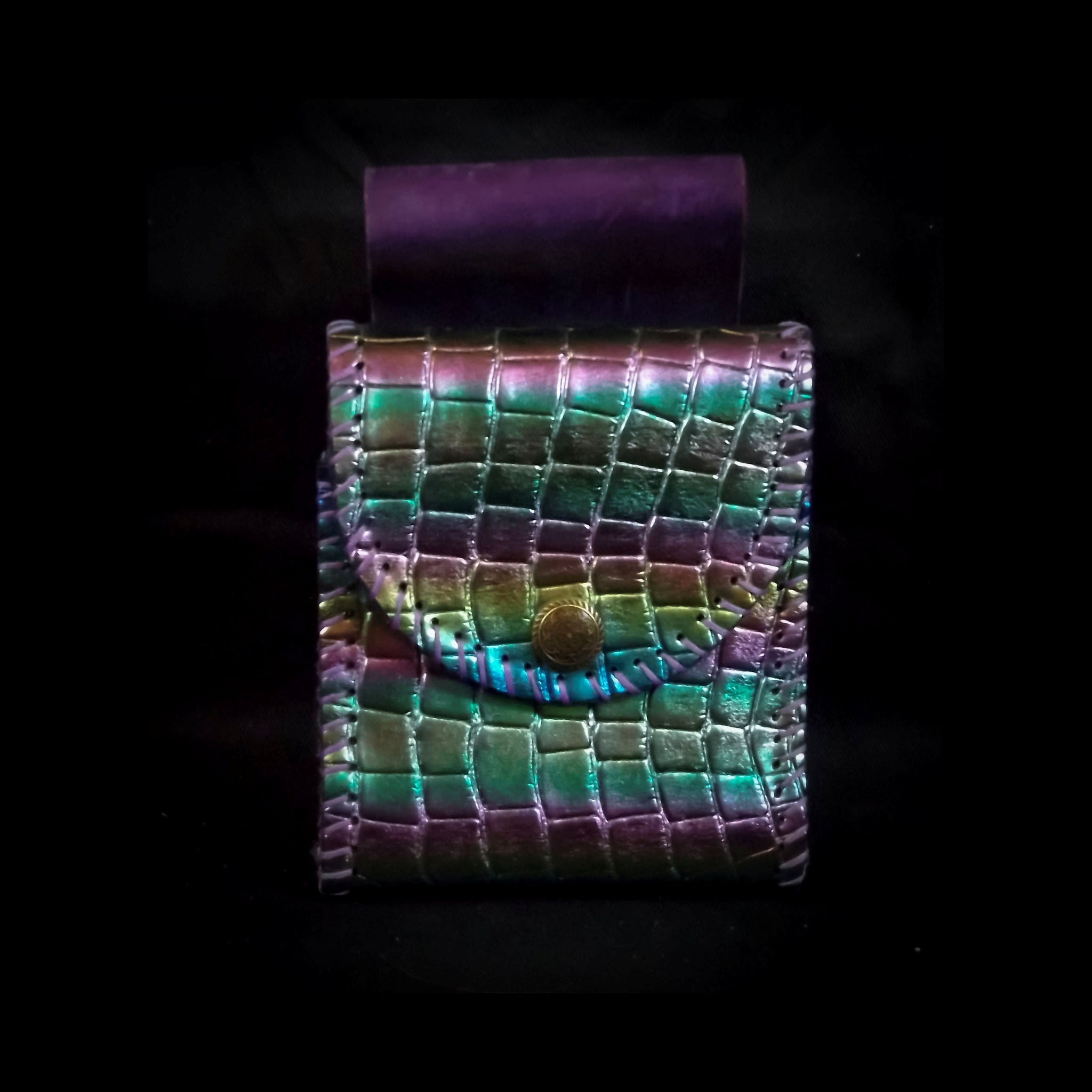 Small Square Belt Pouch 10*11cm - Iridescent Rainbow Croc  Effect