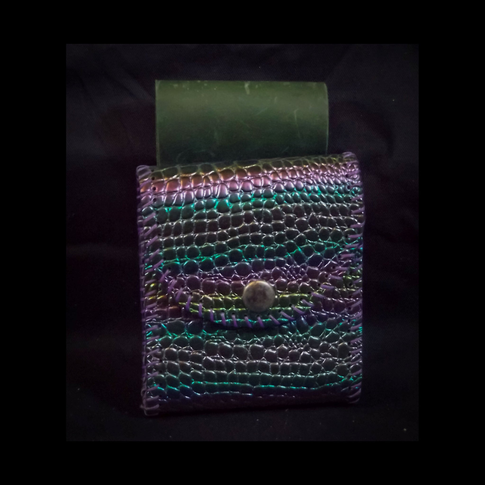 Small Square Belt Pouch 10*11cm - Iridescent Rainbow Croc Effect