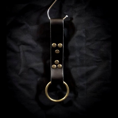 Black Leather Weapon Ring Belt Hanger