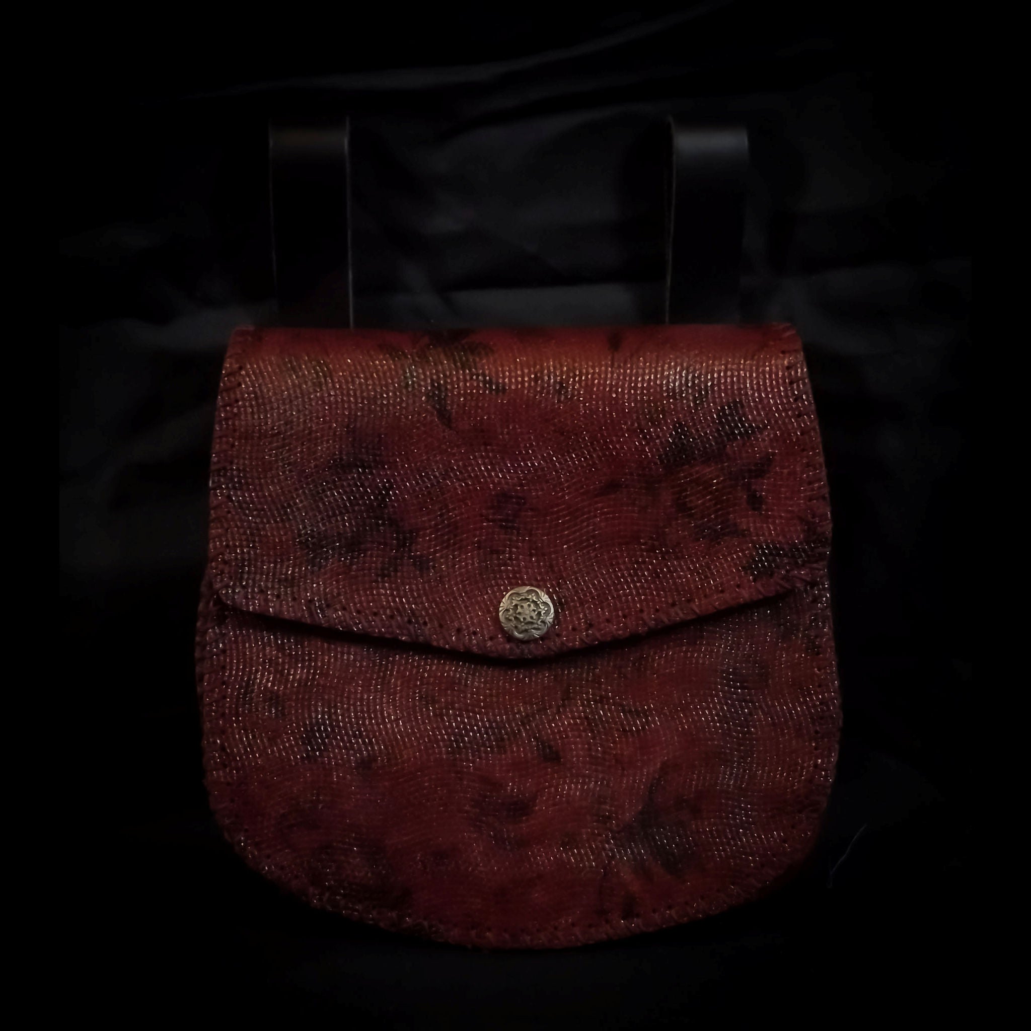 Large Leather Belt Pouch 20*20cm - Burgundy Floral