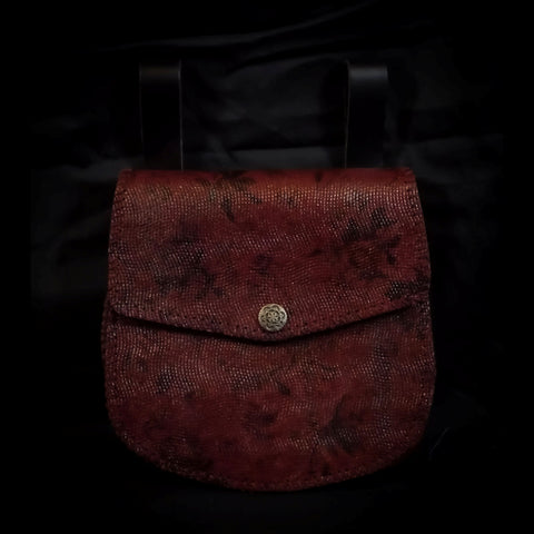 Large Leather Belt Pouch 20*20cm - Burgundy Floral