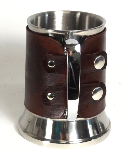 READY TO SHIP Leather Tankard Cover on Tankard Hand Made Choose Design